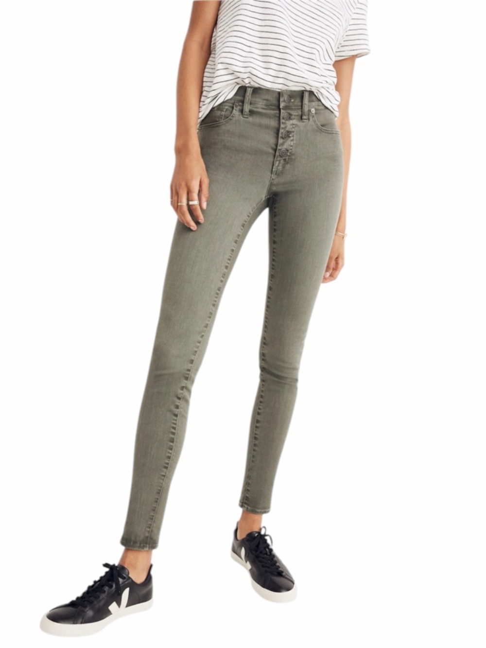 Madewell‎ 9" High-Rise Skinny Jeans Women 25 Highland Green Button Fly